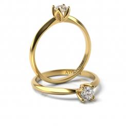 Inel de logodna cu diamant Luis din aur galben 2