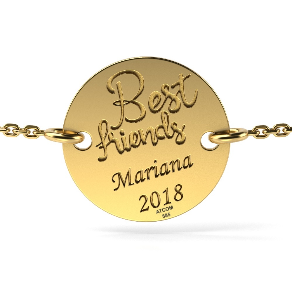 Bratarica cu lantisor din aur galben model Best Friends