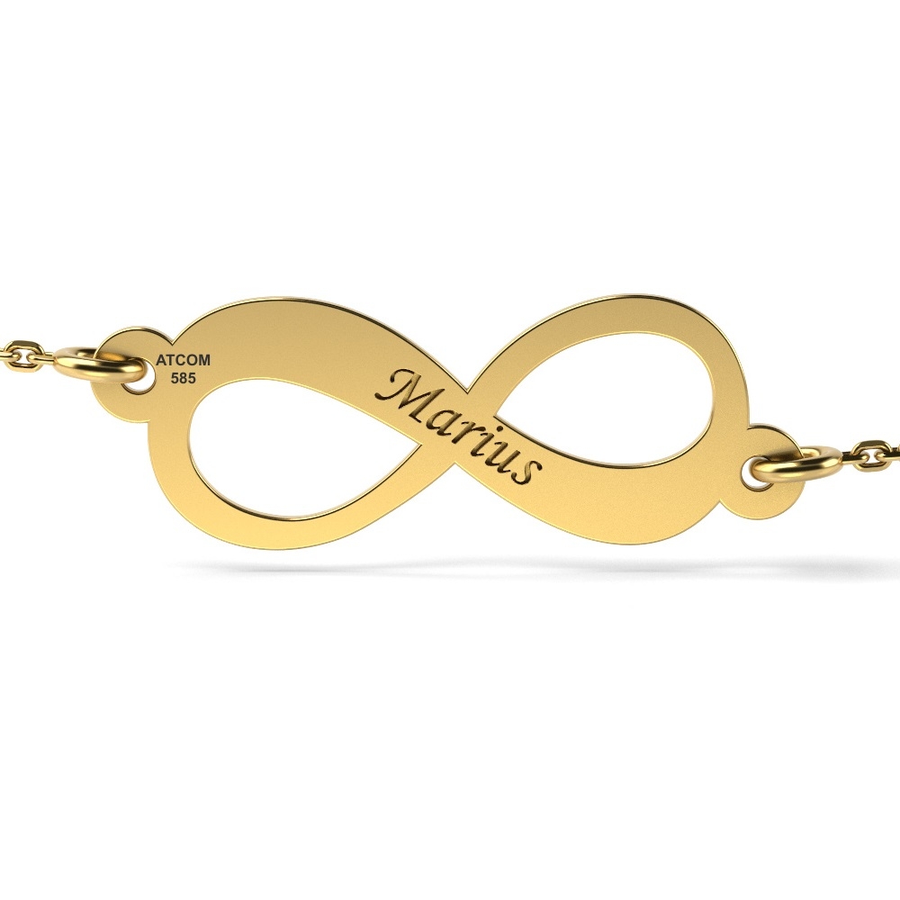 Bratarica cu lantisor din aur alb cu infinit personalizat