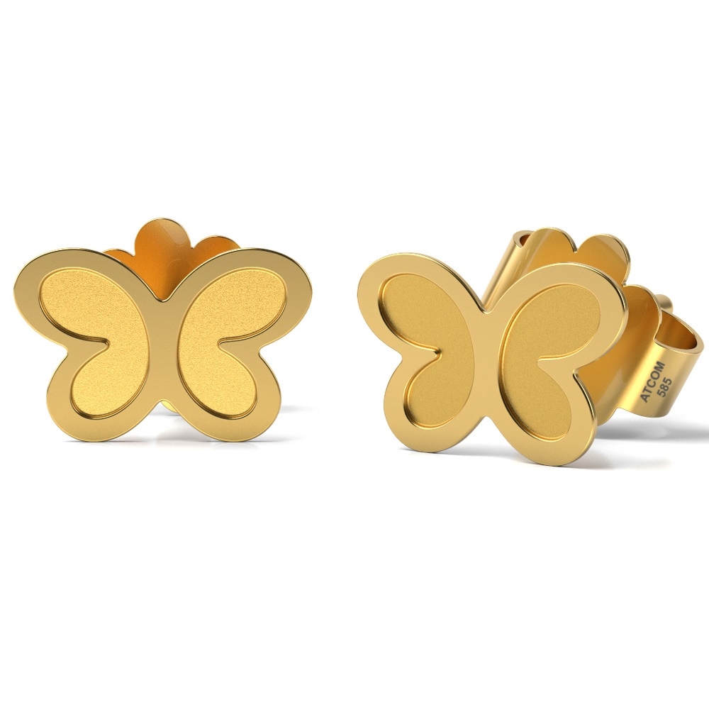 Cercei din aur galben model Butterfly