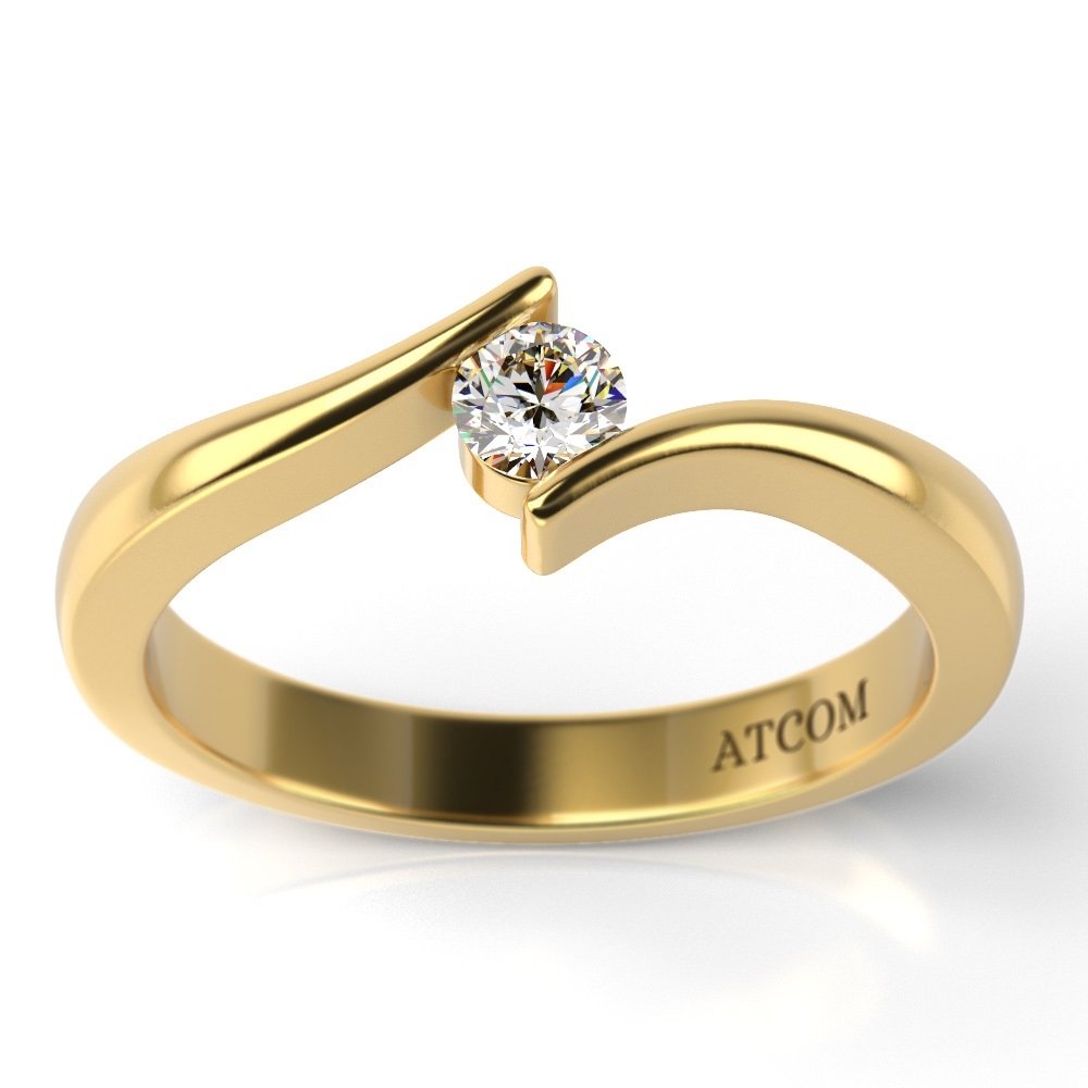 Inel de logodna ATCOM Lux, inel cu diamant REMUS, inel logodna aur galben, inel aur 14 kt, inel aur 18 kt.