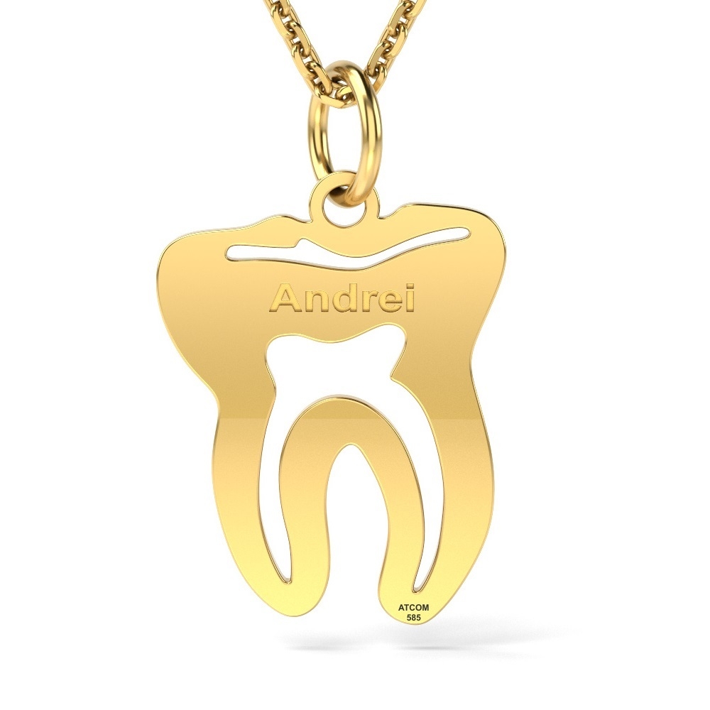 Colier din aur galben model Dintisor personalizat