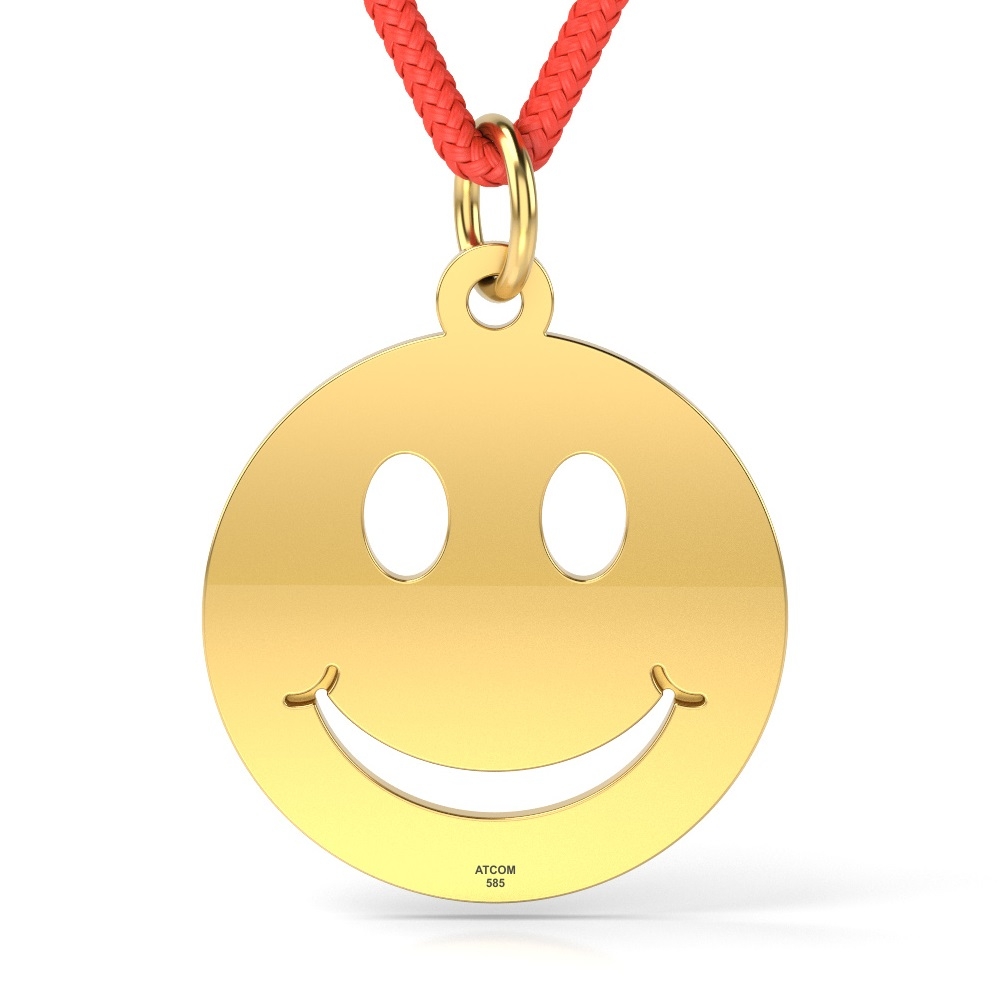 Pandantiv din aur galben cu snur rosu reglabil cod: Smiley