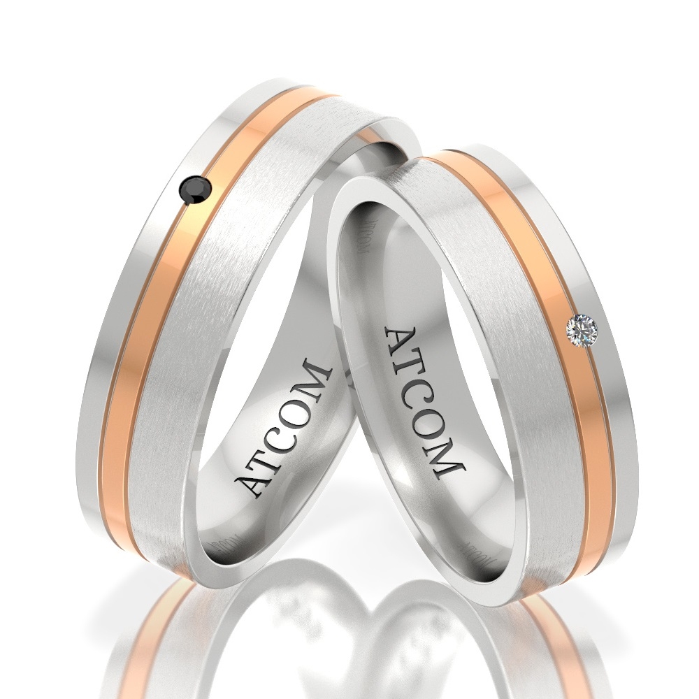Verighete ATCOM ATC1032 din aur alb cu roz cu o latime de 5.50 mm.