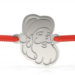 Brățară din argint cu șnur roșu model Santa Claus
