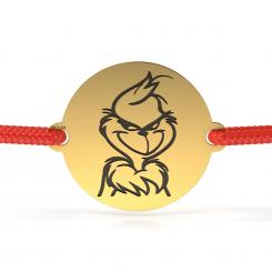 Brățară din aur alb cu șnur roșu model Grinch salvatorul Crăciunului 3