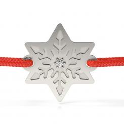 Brățară din aur roz cu șnur roșu model Fulg de diamant 3