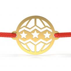 Brățară din aur galben cu șnur roșu model Globuleț zglobiu 1