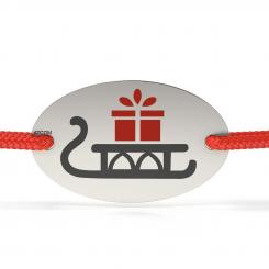 Brățara din argint cu șnur roșu model Săniuța cu cadouri