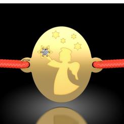 Brățara din aur galben cu șnur roșu model Ingerul Vestitor 2