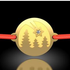 Brățara din aur galben cu șnur roșu model Steluță căzătoare 2
