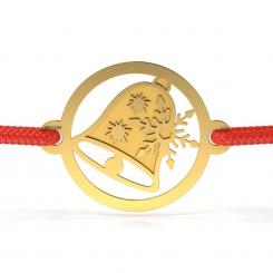 Bratara din aur galben cu snur rosu model Clinchet de clopotel 1