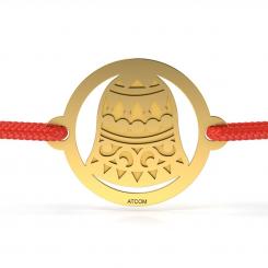 Bratara din aur galben cu snur rosu model Clopoțelul Zdăngănici