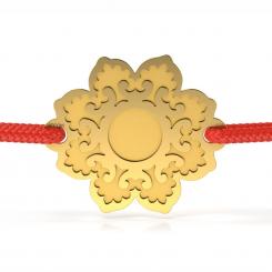 Bratara din aur galben cu snur rosu model Damasc Flower 1