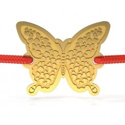 Bratara din aur galben cu snur rosu model Happy Butterfly