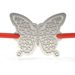 Bratara din aur roz cu snur rosu model Happy Butterfly 3