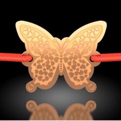 Bratara din aur roz cu snur rosu model Happy Butterfly 2