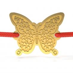 Bratara din aur roz cu snur rosu model Happy Butterfly 4