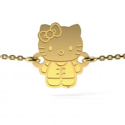 Bratarica cu lantisor din aur galben model Hello Kitty 1