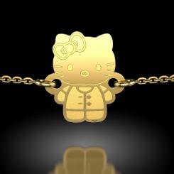 Bratarica cu lantisor din aur galben model Hello Kitty 4