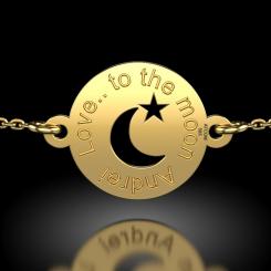 Bratarica cu lantisor din aur galben model Love to the moon 4
