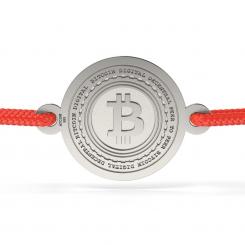 Bratarica din argint cu snur rosu model Bitcoin 1