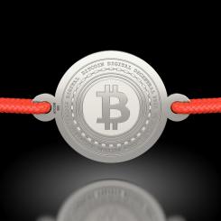 Bratarica din argint cu snur rosu model Bitcoin 2