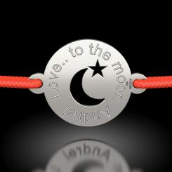 Bratarica din argint cu snur rosu cod: Love to the moon 2