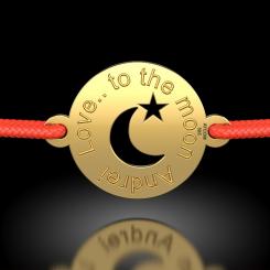 Bratarica din aur galben cu snur rosu model Love to the moon 4