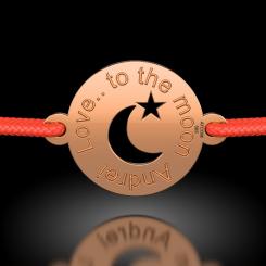 Bratarica din aur galben cu snur rosu model Love to the moon 6
