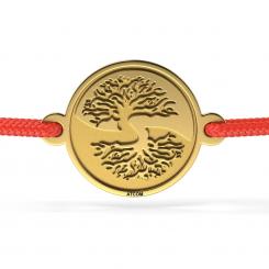 Bratarica din aur galben cu snur rosu model Pomul vietii Yin si Yang 1