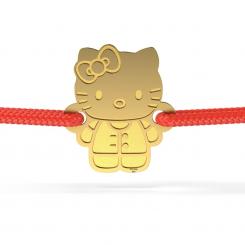 Bratarica din aur galben cu snur rosu model Hello Kitty 1
