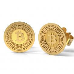 Cercei din aur galben model Bitcoin