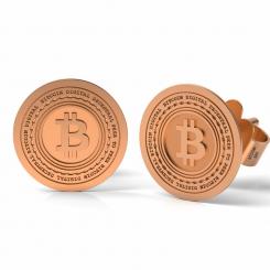Cercei din aur galben model Bitcoin 3