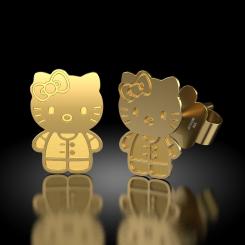 Cercei din aur galben model Hello Kitty 2