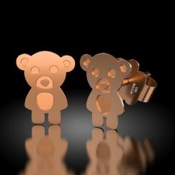 Cercei din aur roz model Teddy Bear 2