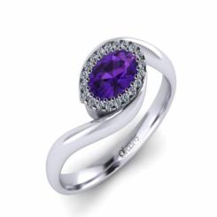 Inel de logodna ATCOM Lux cu ametist si diamante VEGA aur alb