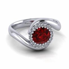 Inel de logodna ATCOM Lux cu rubin si diamante VEGA aur alb 2
