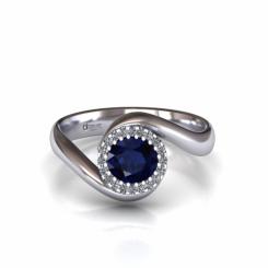 Inel de logodna ATCOM Lux cu safir si diamante VEGA aur alb 2