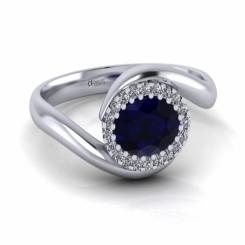 Inel de logodna ATCOM Lux cu safir si diamante VEGA aur alb 4