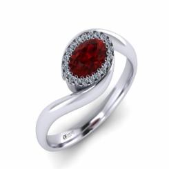 Inel de logodna ATCOM Lux cu safir si diamante VEGA aur alb 5