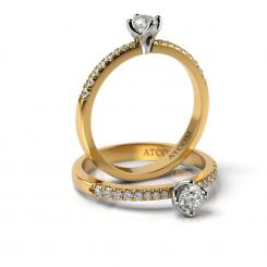 Inel de logodna din aur alb si roz cu diamante Ugo 3