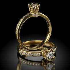 Inel de logodna din aur galben cu diamante model Stephan 7