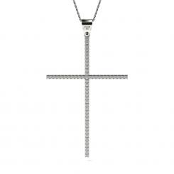 Colier din aur galben cu cristale model Cross of Love 2