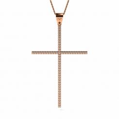 Colier din aur galben cu cristale model Cross of Love 3