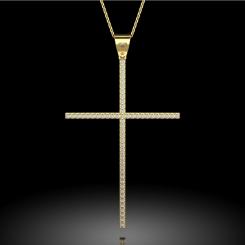 Colier din aur galben cu cristale model Cross of Love 4