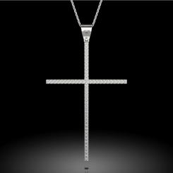 Colier din aur galben cu cristale model Cross of Love 5