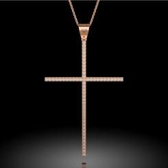 Colier din aur galben cu cristale model Cross of Love 6