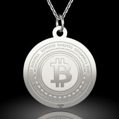 Lantisor cu pandantiv din argint model Bitcoin 2
