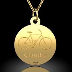 Lantisor cu pandantiv din aur galben model Banut bicicleta 4